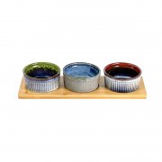 3PCS Ceramic ramekin with bamboo tray