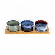 3PCS Ceramic ramekin with bamboo tray