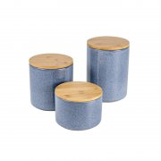 3PCS Ceramic canister with bamboo lid